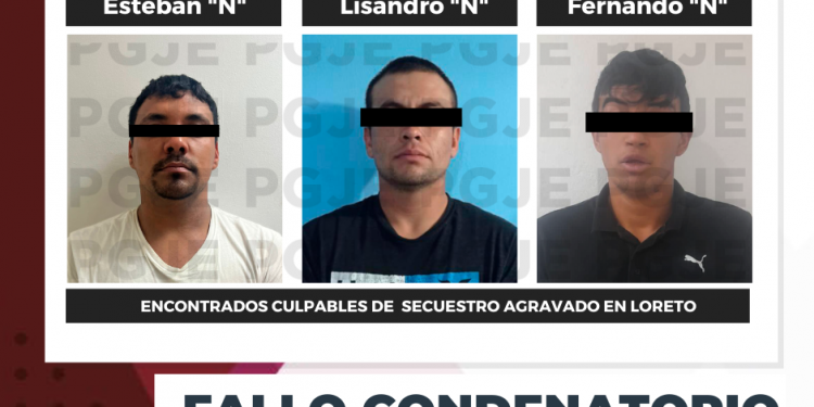 POR SECUESTRO AGRAVADO OBTIENE PGJE 3 FALLOSCONDENATORIOS CONTRA CULPABLES