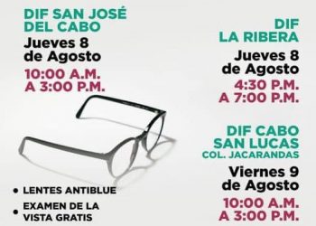 SMDIF LOS CABOS Y LAVISTA SERVICIOS ÓPTICOS REALIZARÁN JORNADA VISUAL EL PRÓXIMO 08 Y 09 DE AGOSTO