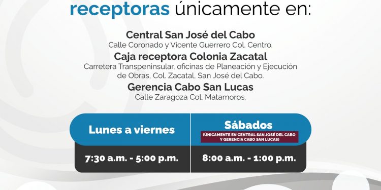A PARTIR DE ESTE JUEVES 15 DE AGOSTO SE EXTENDERÁN LOS HORARIOS DE ATENCIÓN EN LAS CAJAS RECEPTORAS DE AGUA POTABLE DE LOS CABOS.