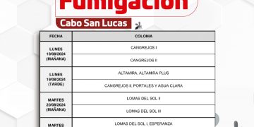 INICIA EL PRIMER CICLO DE NEBULIZACIÓN ESPACIAL EN DISTINTAS COLONIAS DE CABO SAN LUCAS CONTRA EL MOSCO TRANSMISOR DE DENGUE, ZIKA Y CHIKUNGUNYA.