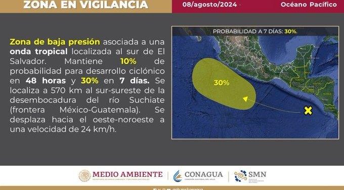 PROTECCIÓN CIVIL MUNICIPAL MANTIENE VIGILANCIA EN UNA BAJA PRESIÓN DEL PACIFICO