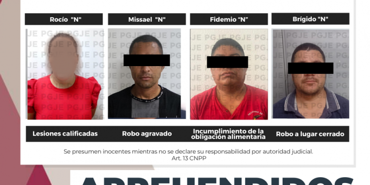 APREHENDE PGJE A CUATRO POR DIVERSOS DELITOS