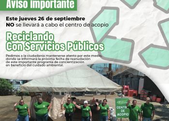 ESTE JUEVES NO SE ABRIRÁ EL CENTRO DE ACOPIO RECICLANDO CON SERVICIOS PÚBLICOS
