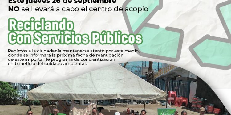 ESTE JUEVES NO SE ABRIRÁ EL CENTRO DE ACOPIO RECICLANDO CON SERVICIOS PÚBLICOS