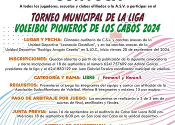 GOBIERNO DE LOS CABOS INVITA A PARTICIPAR EN EL TORNEO MUNICIPAL DE LA LIGA VOLEIBOL PIONEROS DE LOS CABOS 2024