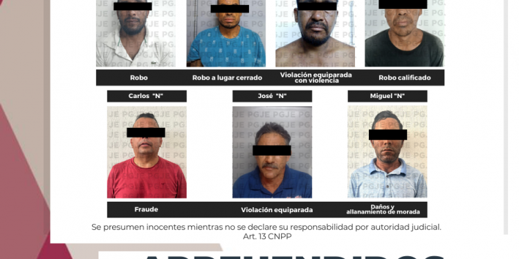 CUMPLIMENTA PGJE 8 ÓRDENES DE APREHENSIÓN