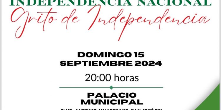 INVITA GOBIERNO DE LOS CABOS A CONMEMORAR EL TRADICIONAL GRITO DE INDEPENDENCIA ESTE DOMINGO 15 DE SEPTIEMBRE