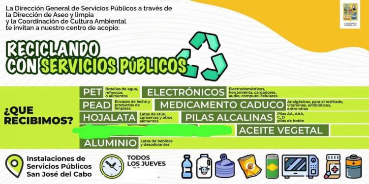 INVITAN A PARTICIPAR EN EL PROGRAMA RECICLANDO CON SERVICIOS PÚBLICOS EN LOS CABOS