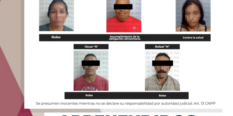 APREHENDE PGJE A 5 PERSONAS POR DIVERSOS DELITOS