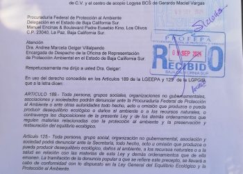 PRESENTAN ANTE PROFEPA DENUNCIA CONTRA COBA, SIMMA Y LOGYSA POR TIRADERO DE RPBI EN LA PAZ BCS