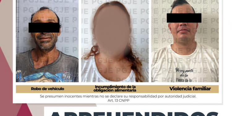 APREHENDE PGJE A 3 PERSONAS POR DIVERSOS DELITOS