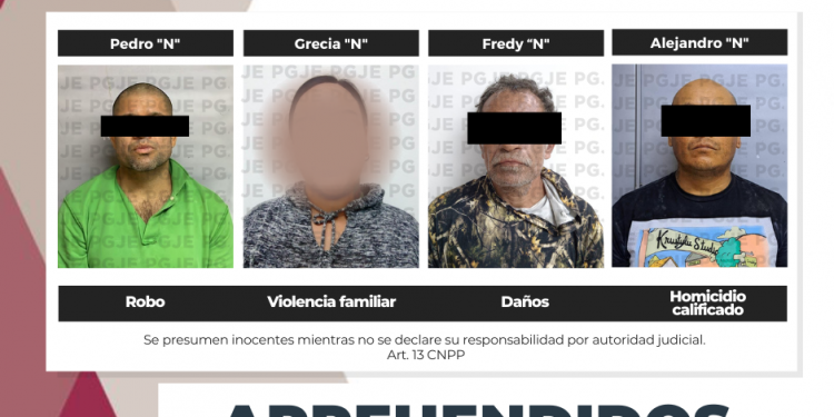 APREHENDE PGJE A 4 PERSONAS POR DIVERSOS DELITOS