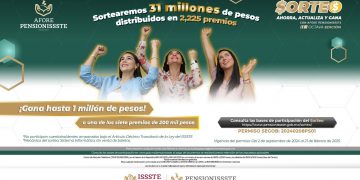 GANA HASTA UN MILLÓN DE PESOS EN LA OCTAVA EDICIÓN DEL SORTEO “AHORRA, ACTUALIZA Y GANA CON AFORE PENSIONISSSTE “