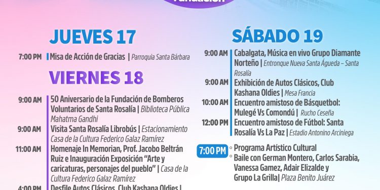 INVITA AYUNTAMIENTO DE MULEGÉ A LA INAUGURACIÓN DE LAS FIESTAS DE FUNDACIÓN DE SANTA ROSALÍA