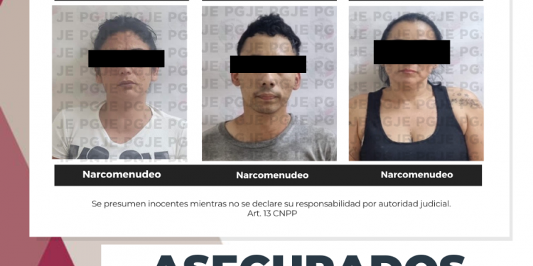 DETIENE PGJE A TRES PERSONAS EN POSESIÓN DE NARCÓTICOS EN LA PAZ