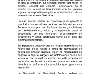 SEPARAN A DIRECTOR GENERAL DEL SISTEMA PENITENCIARIO DEL ESTADO