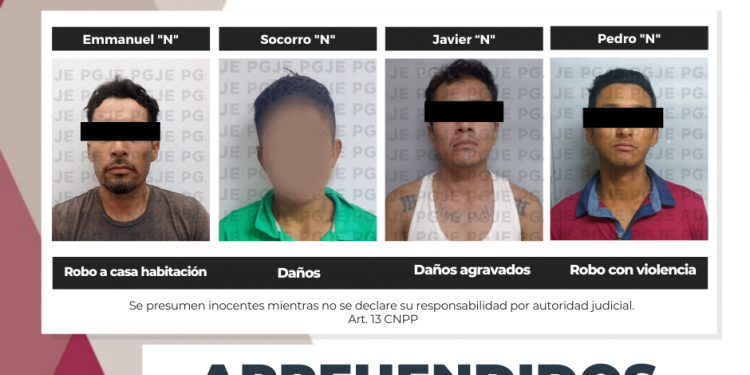 APREHENDE PGJE A 4 IMPUTADOS POR DIVERSOS DELITOS