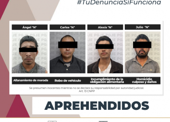 APREHENDE PGJE A 4 PERSONAS POR DIVERSOS DELITOS