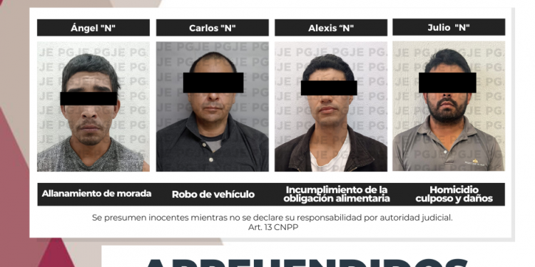 APREHENDE PGJE A 4 PERSONAS POR DIVERSOS DELITOS