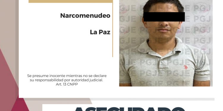 DETIENE PGJE A POSIBLE NARCOMENUDISTA CON METANFETAMINA, COCAÍNA Y MARIHUANA EN LA PAZ