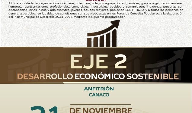 INVITAN A PARTICIPAR EN EL FORO DE CONSULTA POPULAR PARA LA ELABORACIÓN DEL PLAN MUNICIPAL DE DESARROLLO 2024-2027