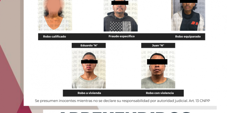APREHENDE PGJE A 5 PERSONAS POR DELITO DE ROBO Y FRAUDE