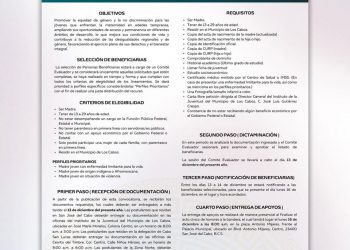 INJUVE LOS CABOS INVITA A MADRES JÓVENES A PARTICIPAR EN EL PROGRAMA DE APOYOS ECONÓMICOS 