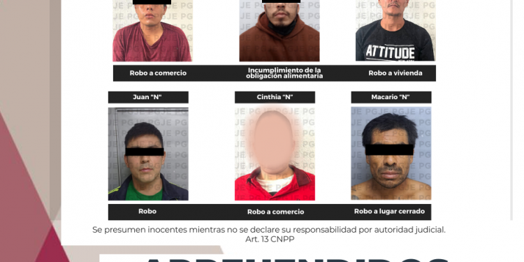 APREHENDE PGJE A 6 PERSONAS POR DIVERSOS DELITOS