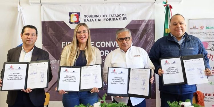 ICATEBCS MEDIANTE FIRMA DE CONVENIO CON CANACO BUSCA EL DESARROLLO DE HABILIDADES Y COMPETENCIAS LABORALES EN BCS