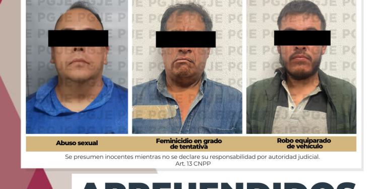 APREHENDE PGJE A TRES HOMBRES POR DIVERSOS DELITOS