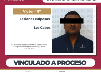 POR DOS CARGOS DE LESIONES CULPOSAS QUEDA VINCULADO A PROCESO EN LOS CABOS