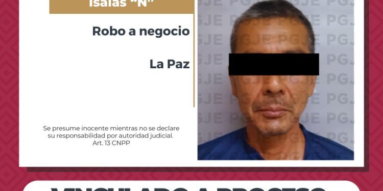 OBTIENE PGJE VINCULACIÓN A PROCESO POR ROBO CON VIOLENCIA A TIENDA OXXO EN LA PAZ