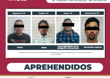 APREHENDE PGJE A CUATRO HOMBRES POR DIVERSOS DELITOS