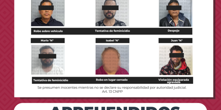 APREHENDE PGJE A 5 HOMBRES Y UNA MUJER POR DIVERSOS DELITOS