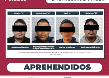 APREHENDE PGJE A 4 HOMBRES POR DIVERSOS DELITOS