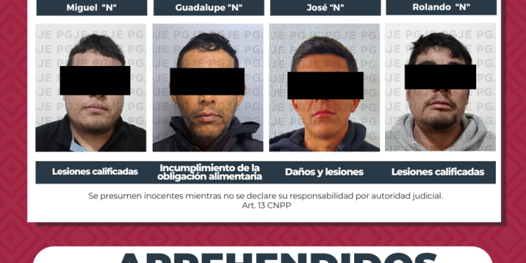 APREHENDE PGJE A 4 HOMBRES POR DIVERSOS DELITOS