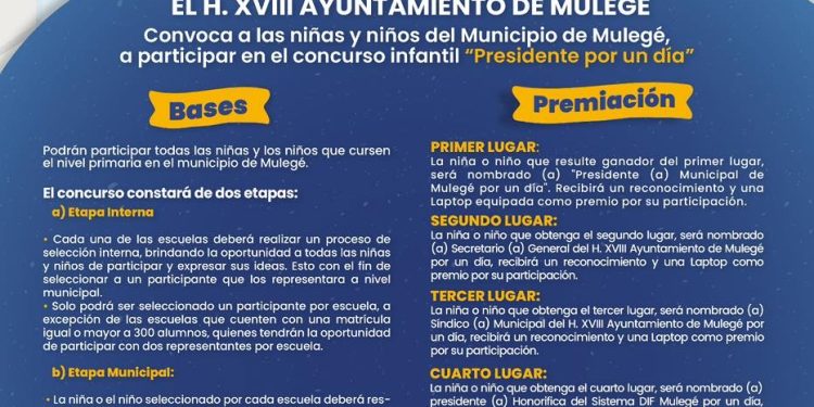 CONVOCA AYUNTAMIENTO DE MULEGÉ A NIÑAS Y NIÑOS PARA CONVERTIRSE EN PRESIDENTE POR UN DÍA
