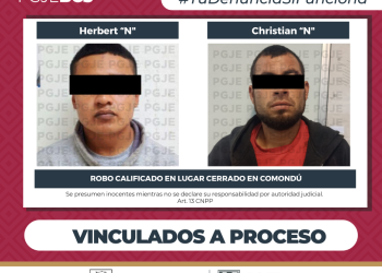 POR ROBO A LUGAR CERRADO OBTIENE PGJE VINCULACIÓN A PROCESO PARA IMPUTADOS