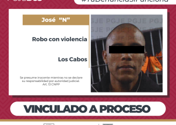 QUEDA EN PRISIÓN PREVENTIVA POR ROBO CON VIOLENCIA EN LOS CABOS