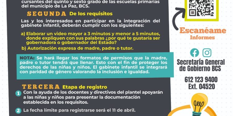 INVITAN A NIÑAS Y NIÑOS DE LA PAZ, A PARTICIPAR EN GABINETE INFANTIL 2025