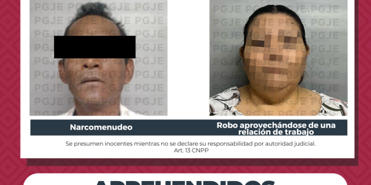 APREHENDE PGJE A DOS PERSONAS POR DIVERSOS DELITOS