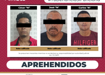 DETIENEN A TRES PERSONAS POR EL DELITO DE ROBO CALIFICADO EN DISTINTOS MUNICIPIOS