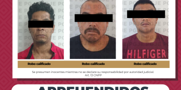 DETIENEN A TRES PERSONAS POR EL DELITO DE ROBO CALIFICADO EN DISTINTOS MUNICIPIOS