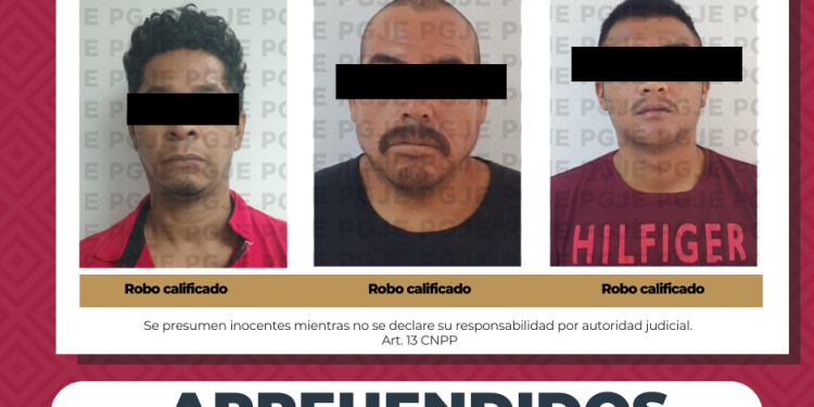 DETIENEN A TRES PERSONAS POR EL DELITO DE ROBO CALIFICADO EN DISTINTOS MUNICIPIOS