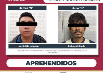 APREHENDE PGJE A DOS PERSONAS POR DIVERSOS DELITOS