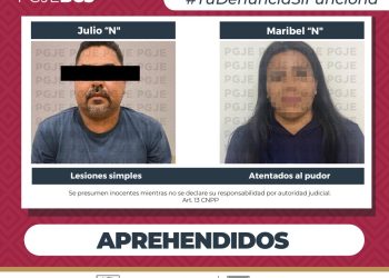 APREHENDE PGJE A DOS PERSONAS POR DIVERSOS DELITOS