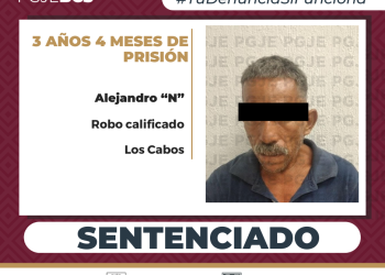OBTIENE PGJE SENTENCIA DE MÁS DE 3 AÑOS DE PRISIÓN POR ROBO A COMERCIO EN LOS CABOS