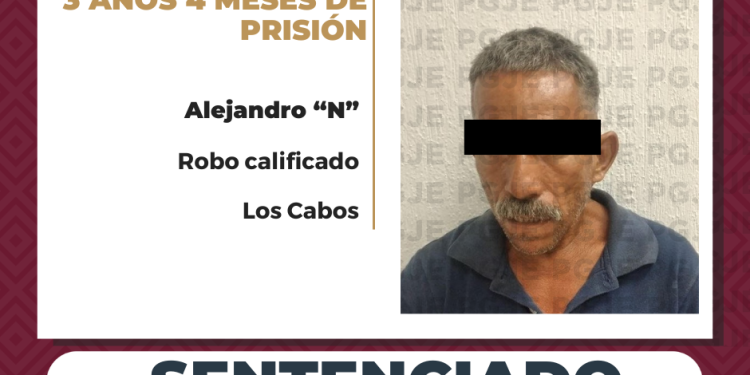 OBTIENE PGJE SENTENCIA DE MÁS DE 3 AÑOS DE PRISIÓN POR ROBO A COMERCIO EN LOS CABOS
