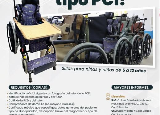 ABREN CONVOCATORIA DE APOYO CON SILLAS DE RUEDAS PCI PARA NIÑAS Y NIÑOS DE LOS CABOS