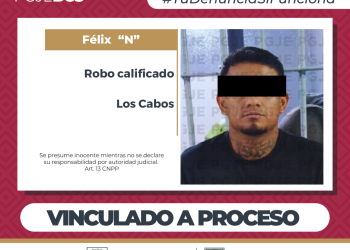 OBTIENE PGJE VINCULACIÓN A PROCESO DE IMPUTADO POR ROBO EN LOS CABOS